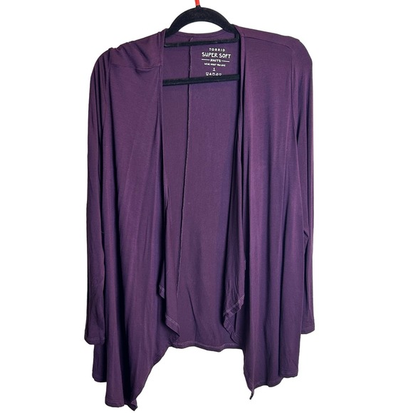 torrid Tops - Torrid Size 1 US 1X Soft Waterfall Cardigan Eggplant Super Soft Knits